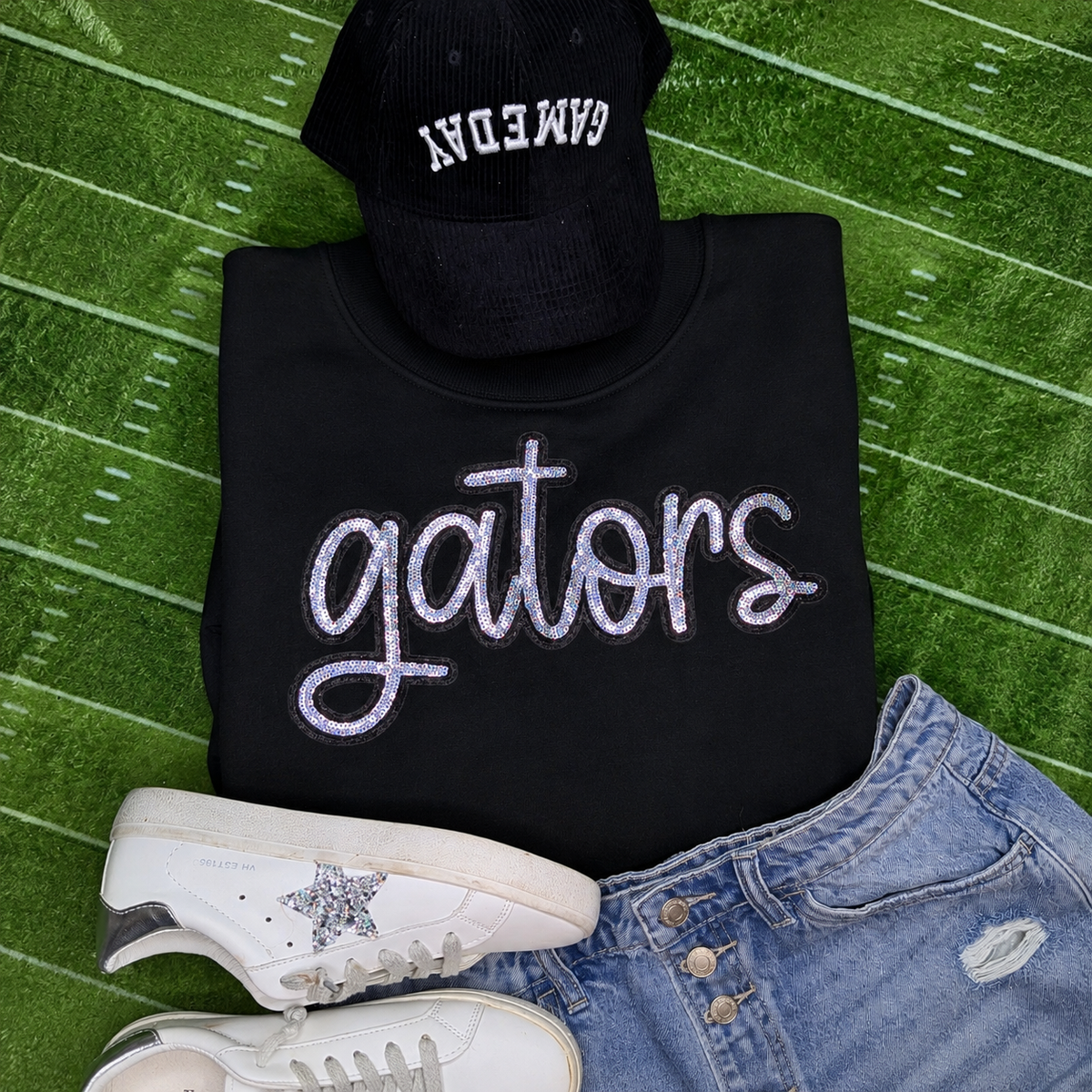 Gator Sequins Script Tee & Sweatshirt