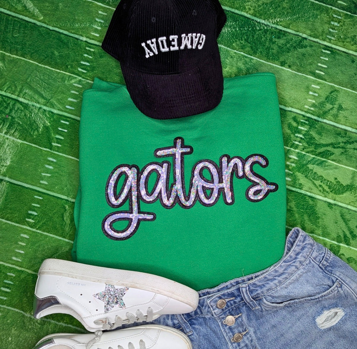 Gator Sequins Script Tee & Sweatshirt